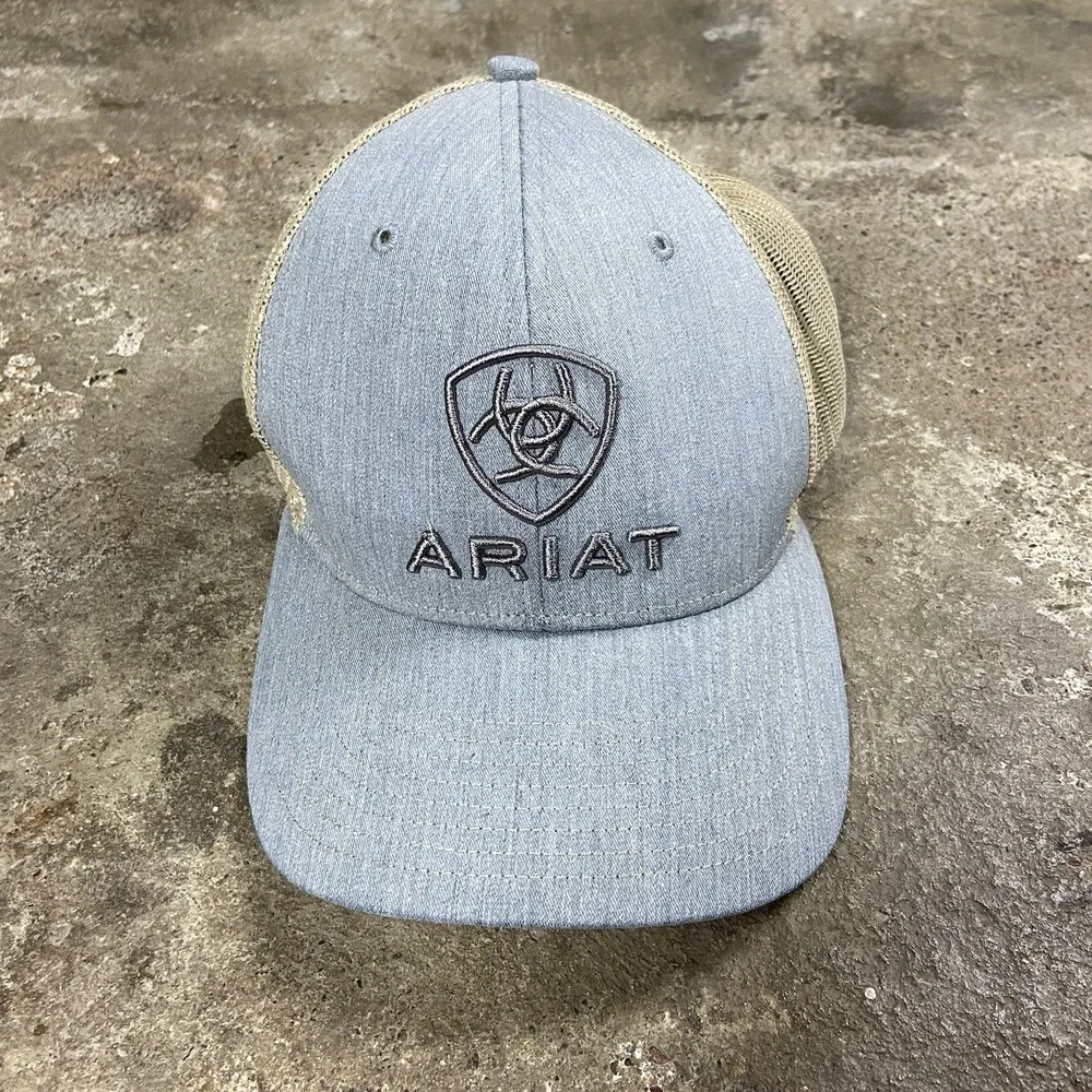 Richardson Ariat Trucker Cap Gray Snap Back Adjustable Mesh Utility Work Wear